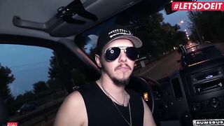BUMSBUS - GIGANTIC BOOBS BLONDE JESSY KEY HAS SEX INSIDE THE BACKSEAT - LETSDOEIT
