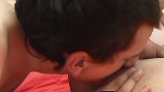 Assfucked youngster tries to sate cockhunger with BJ