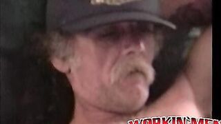 Old grey haired man stills has it in him and he shows it