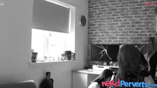 POV video of a cute babe sucking a long hard dick