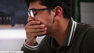 Busty professor spreads her wet pussy for her student
