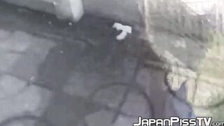 Horny perv records cute jap girls urinating in public