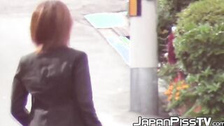 Horny perv records cute jap girls urinating in public