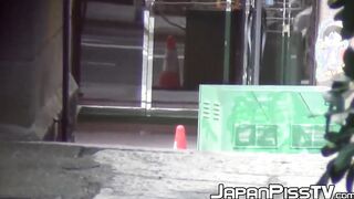 Horny perv records cute jap girls urinating in public