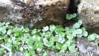 Horny perv records cute jap girls urinating in public