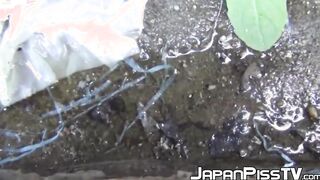 Horny perv records cute jap girls urinating in public