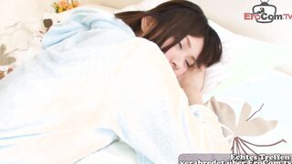 Slender tiny titted 18yo japanese teens got cummed inside unshaved cunt