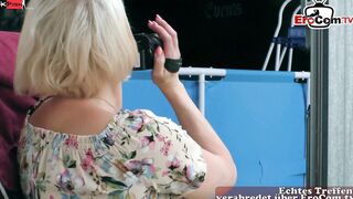 Natural german blonde hoe with tiny boobs shoot her first porn
