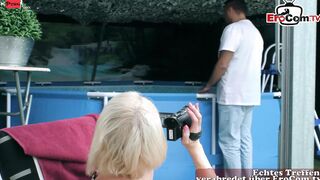 Natural german blonde hoe with tiny boobs shoot her first porn