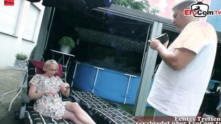 Natural german blonde hoe with tiny boobs shoot her first porn