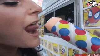 Cheerleader college sluts pick up at the street for car sex