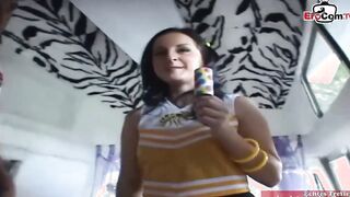 Cheerleader college sluts pick up at the street for car sex