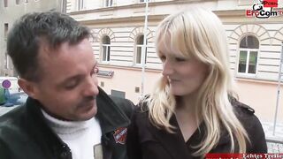 Blonde 18 Year Old with small breasts pickup at the street for petting