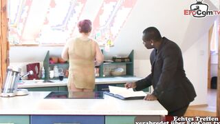 German Fat huge natural tits older housewife got banged! inside kitchen