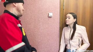Lucky plumber fucking this dark haired babe