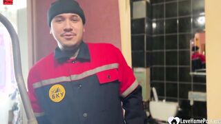 Lucky plumber fucking this dark haired babe