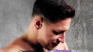 Horny gays share cum loads