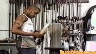 Bottom dude anally railed in the hardware store by hung homo