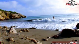 spanish blonde 19 year old at outdoors amateur anal on the beach