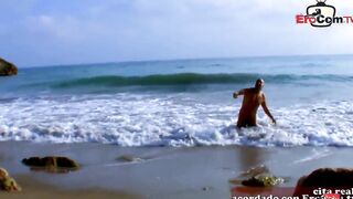 spanish blonde 19 year old at outdoors amateur anal on the beach