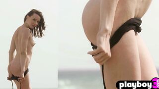 Gorgeous small tits teen posing outdoor