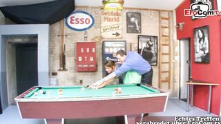 German curvy huge titted skank screwed on billiard table