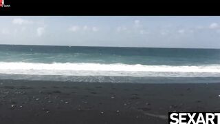 Watch these two babe redheads have wild lesbian sex on the beach