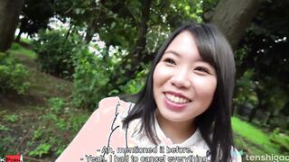 Japanese amateur Kaede Morimoto in her first on screen interview and couch casting - Stripping and finger fucking, cunt play,