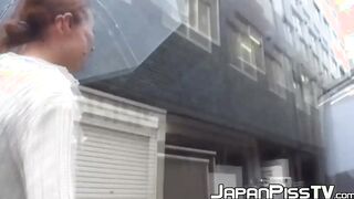 Distressed Japanese lady urinating in high heels