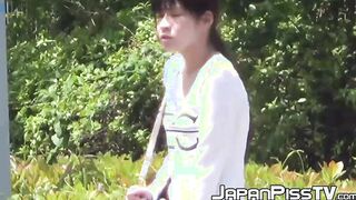 Japanese ladies filmed peeing in public by lucky voyeur