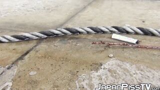 Japanese ladies filmed peeing in public by lucky voyeur