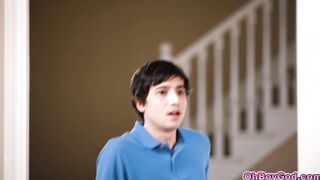 Stepmom and stepson fucks in the kitchen