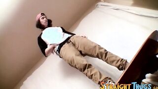 Boney twink ruffian takes his hard cock and masturbates