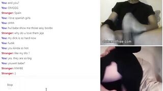 Dark Hair babe helping dude jerk on on live web cam chat