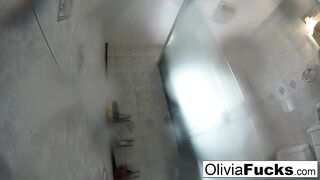Pierced Olivia Austin washes off after a huge day