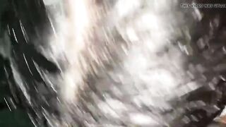 Balcony oral sex with watch