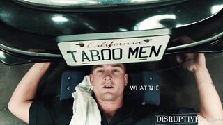 Sexy car mechanic Roman Todd raw bends over twink Brandon Anderson on car