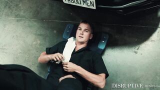 Sexy car mechanic Roman Todd raw bends over twink Brandon Anderson on car