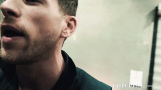 Sexy car mechanic Roman Todd raw bends over twink Brandon Anderson on car