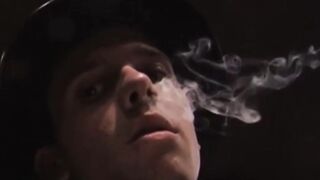 Handsome gay doused in a warm jizz after solo masturbation