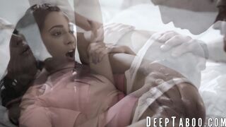 Lusty step daughter gobbles fat dick and fucks hard