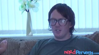 Mature British vixen sucks and fucks lucky nerd