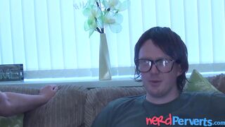 Mature British vixen sucks and fucks lucky nerd