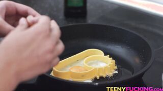 Gorgeous redhead gets sticky facial after riding hard cock