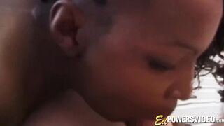 Ebony beauty Layla Gates sprayed by jizz in classic casting