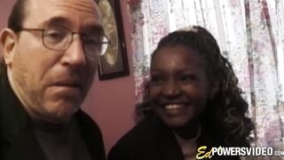 Ebony beauty Layla Gates sprayed by jizz in classic casting