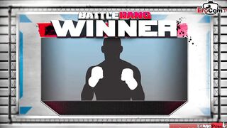 Dark Haired slut with gigantic boobies fucking a boxer in the