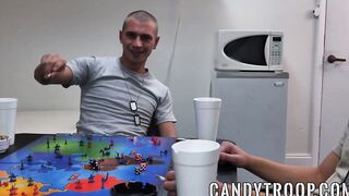 Adorable soldiers hardcore chain fucked after sucking BBC