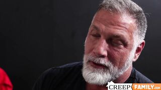 Blond gay banged hard by bearded jock stepdad in his room
