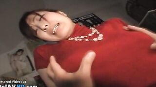 Japanese busty Milf masturbated in pantyhose